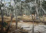 Shepparton by Ray Crooke, oil on board, sold Aug 2015