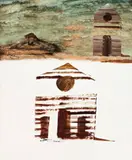 Italian Landscape With Cappella Della Madonna Di Vitaleta, Toscana by Sidney Nolan, 1955, oil and ink on paper, offered Aug 2015