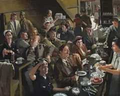 Snack Bar by Herbert Badham, 1944, oil on pulpboard, sold May 2015