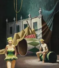 Backstage by Jeffrey Smart, 1957, oil on board, sold May 2015