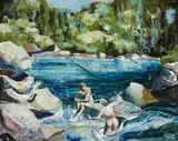 Bathers, by Elaine Haxton, oil on composition board, sold May 2015