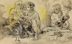 Study For Celebration by Donald Friend, 1956, watercolour on paper, sold May 2015