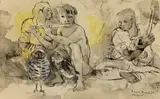 Study For Celebration by Donald Friend, 1956, watercolour on paper, sold May 2015