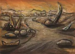 Drawing (Road) by Peter Booth, 1984, pastel on paper, sold May 2015