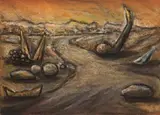 Drawing (Road) by Peter Booth, 1984, pastel on paper, sold May 2015