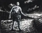 Drawing (Walking Figure) by Peter Booth, pastel and gouache on paper, sold May 2015