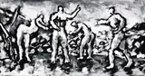 Drawing (Figure Group) by Peter Booth, 1986, pastel on paper, sold May 2015