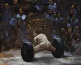 Sumo Wrestler by Louise Hearman, 1991, oil on composition board, sold May 2015
