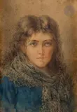 Portrait de jeune fille by Nikolaï Kharlampievitch Alexomati, Aquarelle, sold Mar 2025