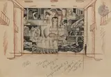 Fresques murales, 1966 Deux variantes d’un même projet pour le Palais de la Culture des Ouvriers de l’Industrie Pétrolière de Omsk by Boris Alexandrovitch Talberg, Mine de plomb, encre de Chine et crayon de couleur, sold Mar 2025