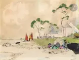 La Chapelle de Saint Cado, Morbihan by Ernest Guérin, Aquarelle et encre, sold Dec 2024