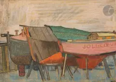 Bateaux à cale sèche by Henri Goetz, vers 1930, Pastel, sold Dec 2024