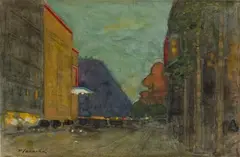Paris, boulevard animé by Felix Courché, Aquarelle et rehauts de gouache, sold Dec 2024