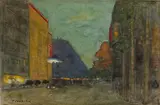 Paris, boulevard animé by Felix Courché, Aquarelle et rehauts de gouache, sold Dec 2024