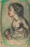 Portrait d'enfant by Vasyl Khmeluk, Mine de plomb et aquarelle, sold Dec 2024