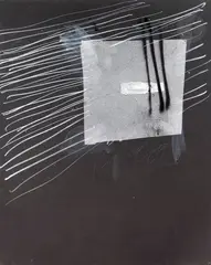 Composition by Jean Capdeville, 1989, Huile, collage et bombage sur toile, sold Dec 2024