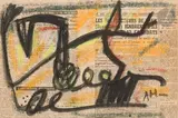 Composition by Jean-Michel Atlan, 1953, Pastel sur papier journal, sold Dec 2024