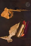 Nature morte aux livres, 1991-92 by Pierre Skira, Pastel sur carton préparé, sold Dec 2024