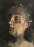 Head study by Stephen Conroy, 1992, Gouache, sold Dec 2024