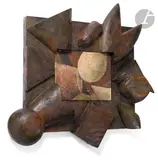 Tableau-sculpture by Philippe Cognée, 1989, Huile sur toile et cadre-sculpture peint, sold Dec 2024