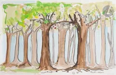 Hart Fruit - Fruit cœur by Fabrice Hyber, Aquarelle et fusain, sold Dec 2024
