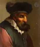 Profil d'homme barbu by Christian Wilhelm Ersnt Dietrich, Panneau de chêne, une planche, non parqueté, sold Dec 2024