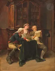 La Grande nouvelle by Maurice Blum, Panneau, sold Dec 2024