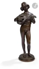Chanteur florentin by Paul Dubois, Epreuve en bronze patiné, sold Dec 2024