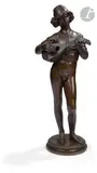 Chanteur florentin by Paul Dubois, Epreuve en bronze patiné, sold Dec 2024