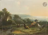 Gallinacés près d’une ferme by Johan Lodewijk van Leemputten, Panneau, sold Nov 2024