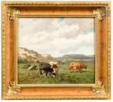Vaches en paturage by Louis Robbe, Toile d’origine, sold Nov 2024