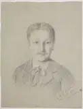 Portrait de Raymond Le Lièvre de La Grange, marquis de La Grange (1850-1904), fils de Gustave Le Lièvre de La Grange, marquis de La Grange, et d'Elisabeth de Fl by Antonia de Bañuelos-Thorndike, Fusain et pastel, sold Apr 2022