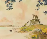 Retour des pêcheurs, Bretagne by Ernest Guérin, Aquarelle, sold Mar 2022