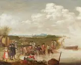 Pêcheurs relevant leurs filets by Barent Avercamp, Panneau de chêne, deux planches, non parqueté, sold Mar 2022