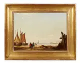 Plage animée à marée basse by Eugène Raymond Goethals, Panneau, une planche, non parqueté, sold Mar 2022