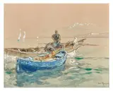 Étude pour la fresque maritime dans l'Église du Vieil à Noirmoutier by Henri Emilien Rousseau, Aquarelle, gouache et mine de plomb, sold Dec 2021