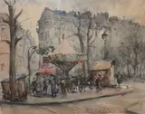 Place animée by Georges Dominique Rouault, 1948, Aquarelle, sold Dec 2021