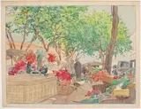 Le marché aux fleurs, Nice by Tony Minartz, Aquarelle, sold Dec 2021