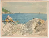 Côte rocheuse en bord de mer by Tony Minartz, Aquarelle, sold Dec 2021