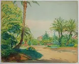 Palmiers dans un parc, Côte d'Azur by Tony Minartz, Aquarelle, sold Dec 2021