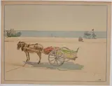 Cheval et sa charrette by Tony Minartz, Aquarelle, sold Dec 2021