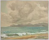 Bord de mer agité et ciel très nuageux by Tony Minartz, Aquarelle, sold Dec 2021