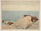 Côte rocheuse et ses baigneurs nus by Tony Minartz, Aquarelle, sold Dec 2021