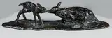 Biche et son faon by Ary Jean Bitter, Épreuve en bronze à patine noire nuancée, fonte d'édition ancienne à cire perdue de Susse, sold Oct 2019