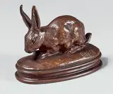 Lièvre couché by Antoine-Louis Barye, Épreuve en bronze à patine pain d'épice, fonte d'édition de F, sold Oct 2019