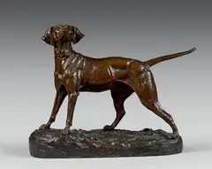 Épagneul by Clovis-Edmond Masson, Épreuve en bronze à patine brune, fonte d'édition sans marque ni cachet de fondeur, sold Oct 2019