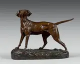 Épagneul by Clovis-Edmond Masson, Épreuve en bronze à patine brune, fonte d'édition sans marque ni cachet de fondeur, sold Oct 2019