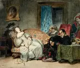 La sieste by Eugène Devéria, Aquarelle signée en bas à gauche, sold Jun 2019