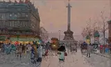 Paris, animation place de la Bastille by Eugène Galien-Laloue, Gouache, sold Jun 2019