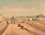 Paysannes aux champs by Eugène Fromentin, Aquarelle, sold Apr 2019